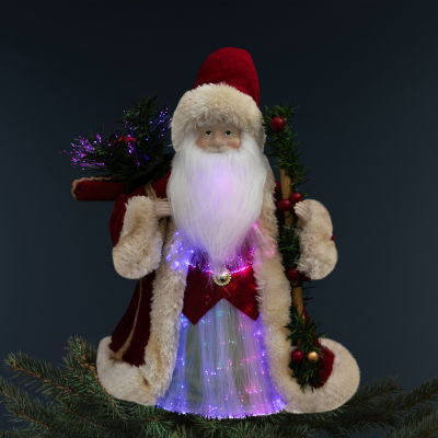 Northlight 12" Lighted Color Changing Fiber Optic Santa Claus Christmas Tree Topper