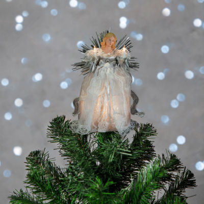 Northlight 11" Lighted Angel With Candle Christmas Tree Topper