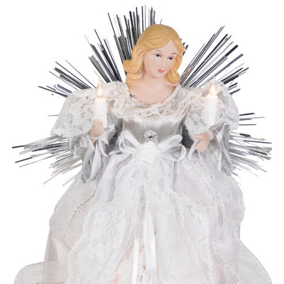 Northlight 11" Lighted Angel With Candle Christmas Tree Topper