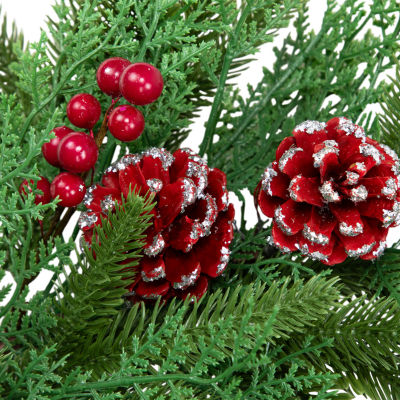Northlight Wind River Fir With Glittered Pinecones - 24in - Unlit Wreath