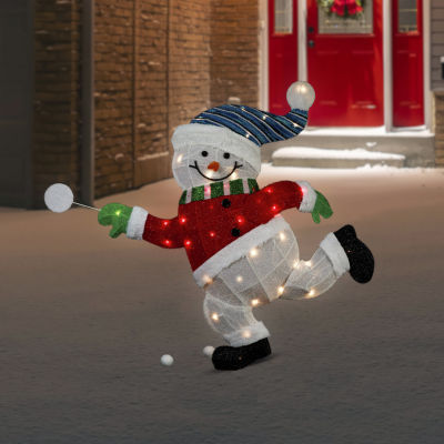 Northlight 36" Lighted Snowman With Snowball Christmas Yard Art