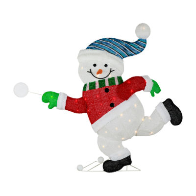 Northlight 36" Lighted Snowman With Snowball Christmas Yard Art