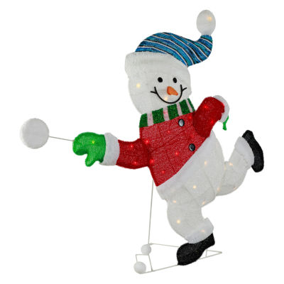 Northlight 36" Lighted Snowman With Snowball Christmas Yard Art