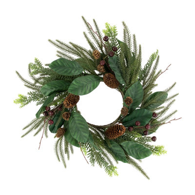 Northlight 20" Mixed Foliage With Berries Artificial Wreath