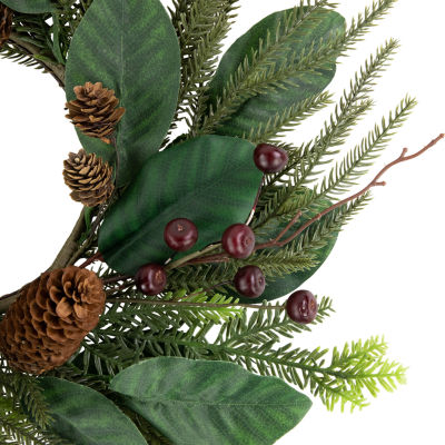 Northlight 20" Mixed Foliage With Berries Artificial Wreath