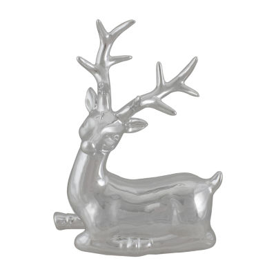 Northlight 10" Shiny Ceramic Sitting Reindeer Christmas Tabletop Decor