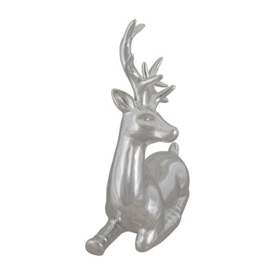 Northlight 10" Shiny Ceramic Sitting Reindeer Christmas Tabletop Decor
