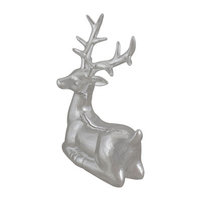 Northlight 10" Shiny Ceramic Sitting Reindeer Christmas Tabletop Decor