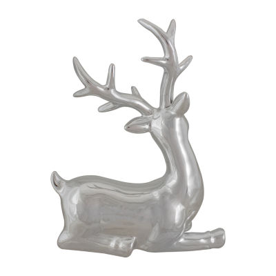 Northlight 10" Shiny Ceramic Sitting Reindeer Christmas Tabletop Decor