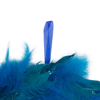 Northlight Two-Tone Feathers Glittered - 14.5in - Unlit - Turquoise Wreath