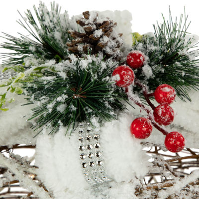 Northlight 10" Led Gift Boxes With Pine And Berries Christmas Tabletop Decor