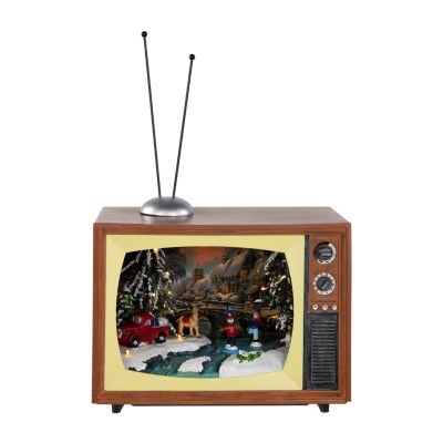 Northlight 9" Led Lighted Animated Musical Tv With Ice Skating Plays Music Christmas Tabletop Decor