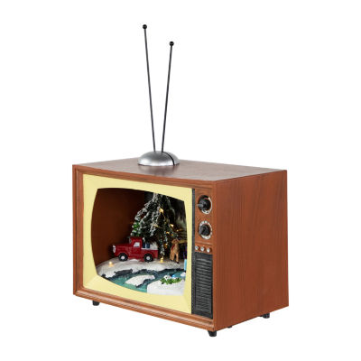 Northlight 9" Led Lighted Animated Musical Tv With Ice Skating Plays Music Christmas Tabletop Decor