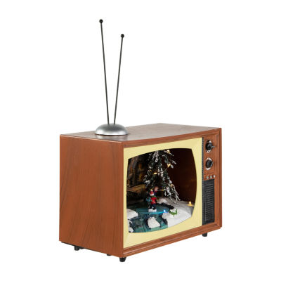 Northlight 9" Led Lighted Animated Musical Tv With Ice Skating Plays Music Christmas Tabletop Decor