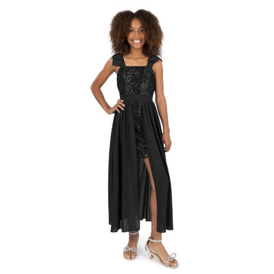 Speechless Big Kid Girls Sleeveless Maxi Dress, Color: Black