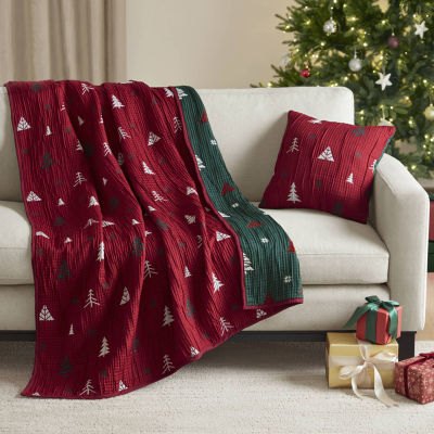 Madison Park Madison Park Holly Christmas Jacquard 2 Piece Throw & Pillow Set 2-pc. Throw