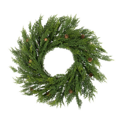 Northlight 24" Cedar With Pinecones Wreath