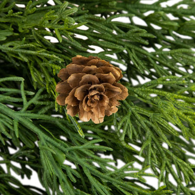 Northlight Real Touch™️ Cedar With Pinecones - 24in - Unlit Wreath