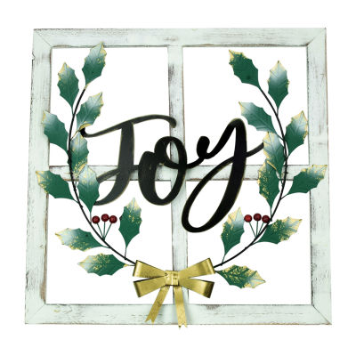 Northlight 24" Joy Window Frame With Holly Wall Sign