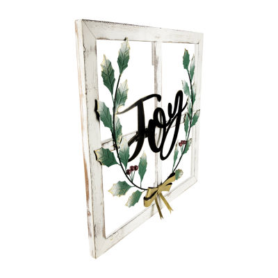Northlight 24" Joy Window Frame With Holly Wall Sign