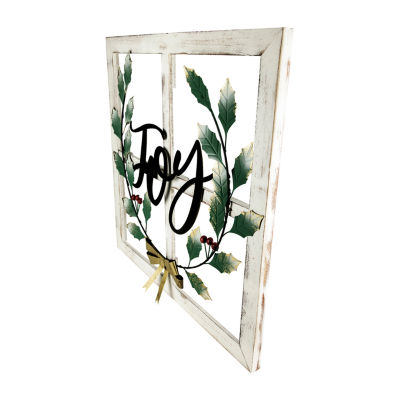 Northlight 24" Joy Window Frame With Holly Wall Sign