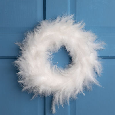 Northlight Wispy Feather - 14.5in - Unlit - Winter White Wreath