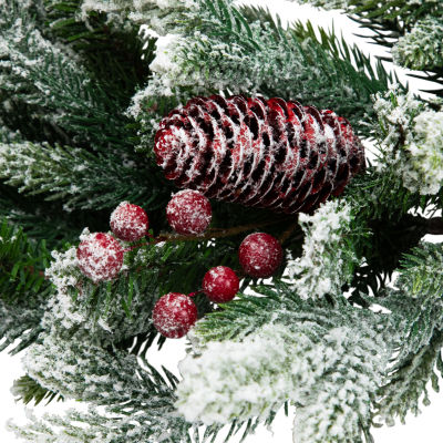 Northlight Real Touch™️ Flocked Snowcap Grove Fir - 24in - Unlit Wreath