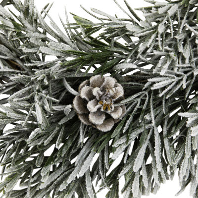 Northlight 20" Pine Cones And Berries Flocked Rosemary Wreath