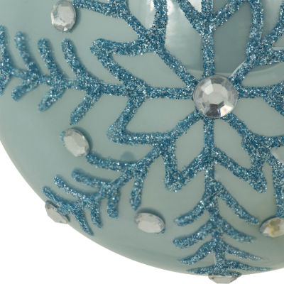Northlight Set Of 2 Light Blue Glittered And Jeweled Snowflake Glass Ball 4in Christmas Ornament