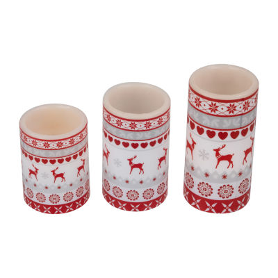 Northlight 6" Led Flameless Flickering Nordic Reindeer Wax Pillar Flameless Candle