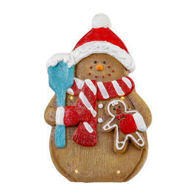 Northlight 16" Led Lighted Gingerbread Snowman With Cookie Christmas Figurine