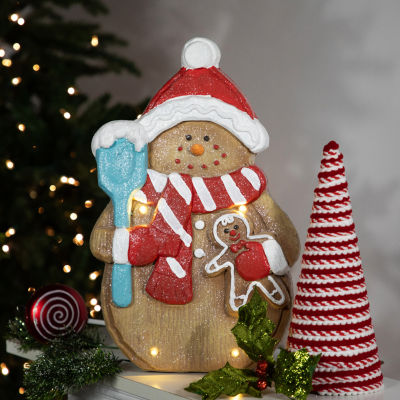 Northlight 16" Led Lighted Gingerbread Snowman With Cookie Christmas Figurine