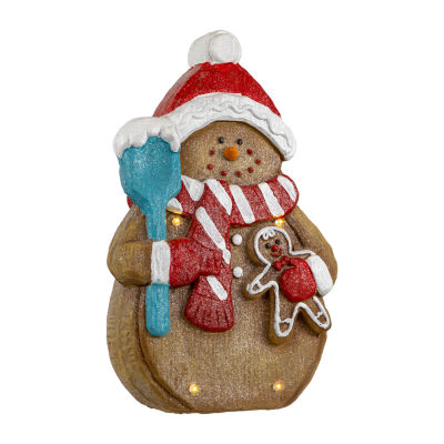 Northlight 16" Led Lighted Gingerbread Snowman With Cookie Christmas Figurine