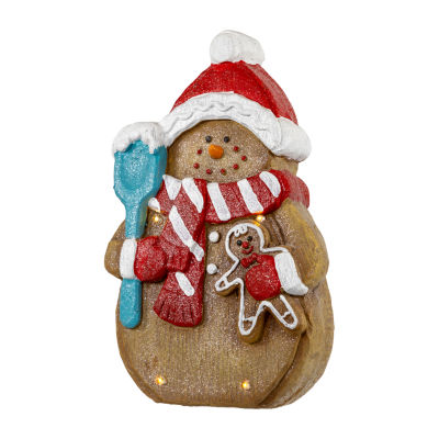Northlight 16" Led Lighted Gingerbread Snowman With Cookie Christmas Figurine