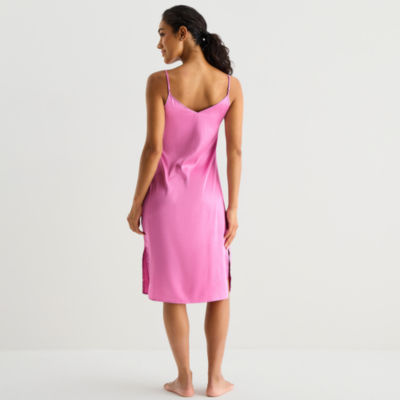 Ambrielle Womens Satin V Neck Sleeveless Nightgown