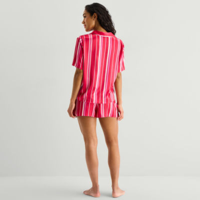 Ambrielle Womens Satin Short Sleeve 2-pc. Pajama Sets