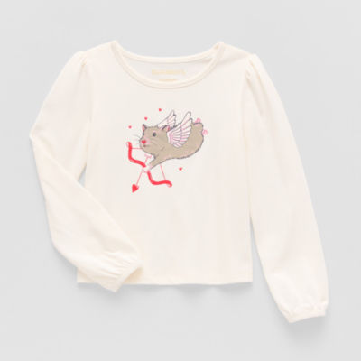 Thereabouts Little Girls Round Neck Long Sleeve Regular Fit Graphic T-Shirt