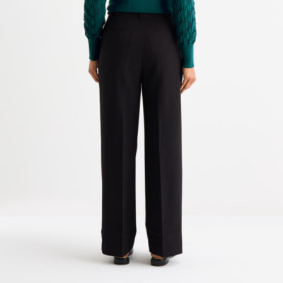 Liz Claiborne Womens Wide Leg Mid Rise Trouser