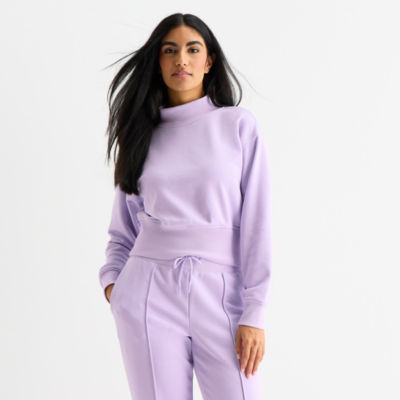 Xersion Womens Classic French Terry Long Sleeve Mock Neck Top