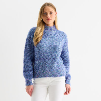 St. John's Bay Womens Mock Neck Long Sleeve Pullover Sweater