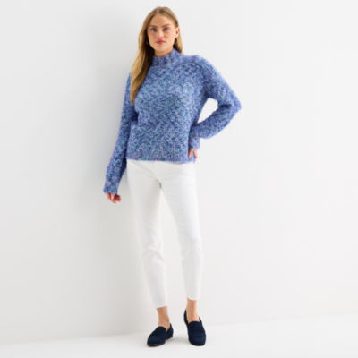 St. John's Bay Womens Mock Neck Long Sleeve Pullover Sweater