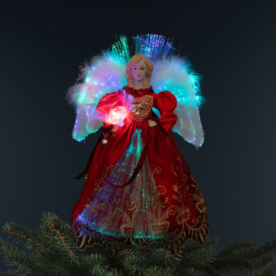 Northlight 12" Red Lighted Fiber Optic Angel Christmas Tree Topper