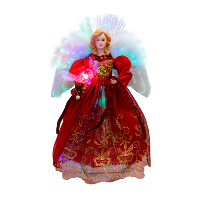 Northlight 12" Red Lighted Fiber Optic Angel Christmas Tree Topper