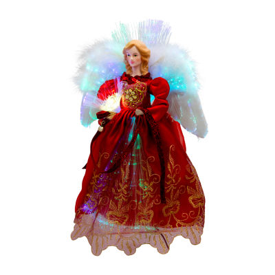 Northlight 12" Red Lighted Fiber Optic Angel Christmas Tree Topper