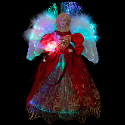 Northlight 12" Red Lighted Fiber Optic Angel Christmas Tree Topper