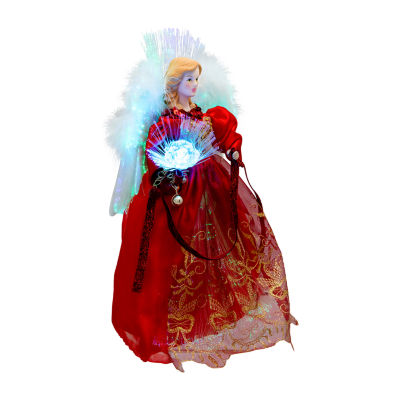 Northlight 12" Red Lighted Fiber Optic Angel Christmas Tree Topper