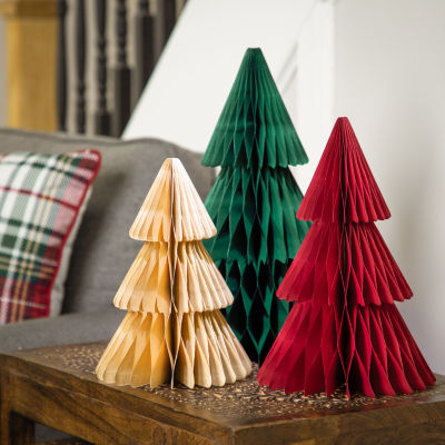 Northlight Accordion Honeycomb Foldable Paper - 15in - Set Of 3 1 Foot Christmas Tree