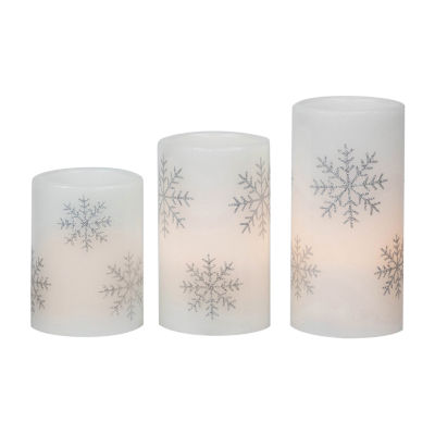 Northlight 6" Led Flameless Flickering Wax Pillar Snowflake Flameless Candle