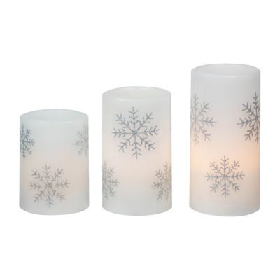 Northlight 6" Led Flameless Flickering Wax Pillar Snowflake Flameless Candle