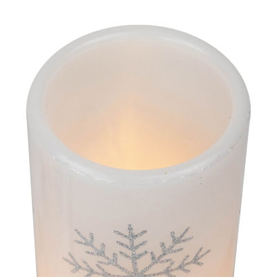 Northlight 6" Led Flameless Flickering Wax Pillar Snowflake Flameless Candle